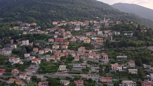 LAKE COMO, ITALY Villa Desta from the drone and the Italian Alps in background