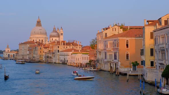 Panorama of Venice Grand Canal and Santa Maria Della Salute Church on Sunset alt