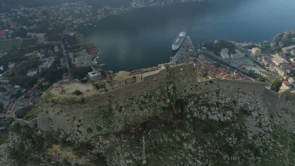 Aerial View of the Old Fortress of the City of Kotor