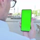 Close Up of Man Using Smartphone with Green Screen Outdoor - VideoHive Item for Sale