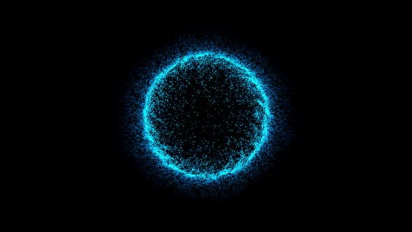 Abstract Blue Science Background with Glowing Circle made of Particles