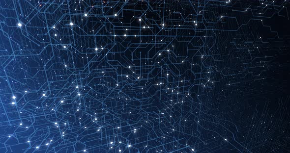 4K seamless loop of print circuit technology cyber and futuristic concept. alt