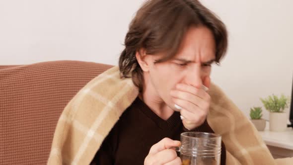 Man Got Sick Sitting at Home Contracted Virus Cold and Flu Coronavirus alt