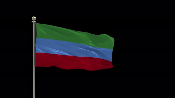 Dagestan Flag Medium Shot Waving Looping Animation Include Alpha