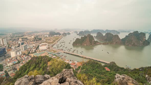 Ha Long Bay, Vietnam | Wide angle view of Ha Long City Daytime