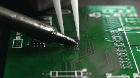 Soldering of a Motherboard at the Computer Production
