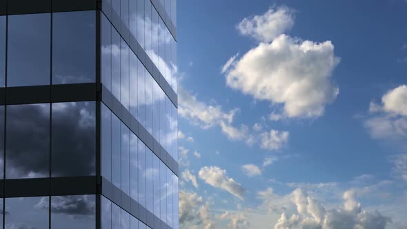 Skyscraper and Time-Lapse Clouds