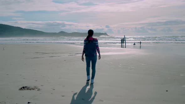 Tofino Vancouver Island Pacific Rim Coast Canada Beautiful Sunset at the Beach with Fog at Tofino alt