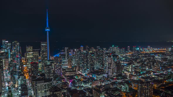 Downtown Toronto Time Lapse Night Of Traffic An Cn Tower 