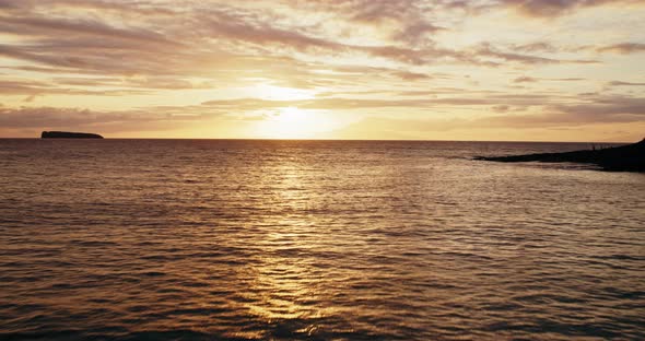 Aerial View Flying into the Sunset