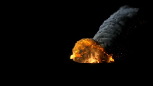 Falling Meteorite And A Burning Piece Of Lava   Explosion