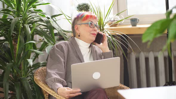 Modern Senior Businesswoman Talking on Mobile Phone alt