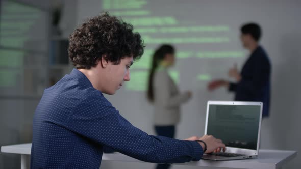 Male IT Class Student With Laptop alt