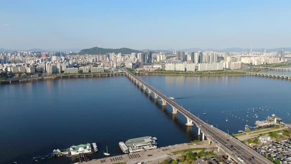Seoul Yeongdeungpo Gu Yeouido Han River Bridg Traffic