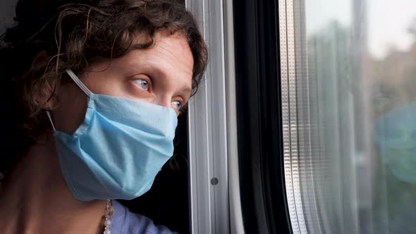 Coronavirus Infections and Travel. Face in Protective Mask Close-up. Pandemic Disease. Virus COVID