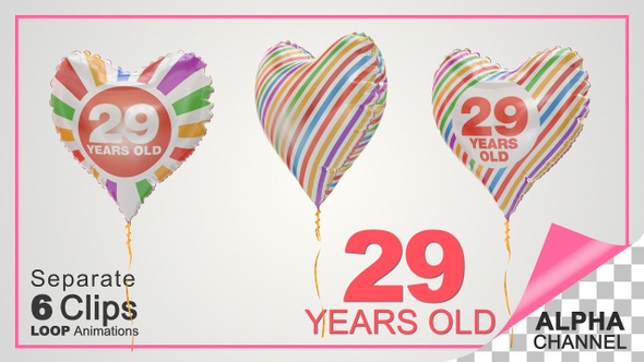 29th Birthday Celebration Heart Shape Helium Balloons