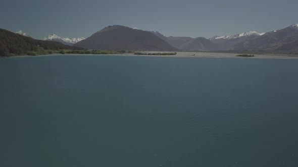 Lake in New Zealand aerial footage alt