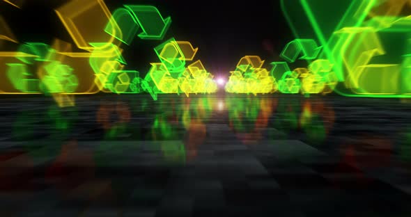 Recycling electronic waste data and sustainable industry symbols loop cyber concept alt