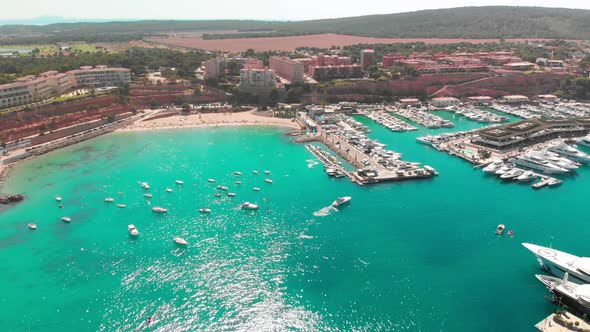 Aerial view, marina Port Adriano, El Toro, Mallorca, Spain alt