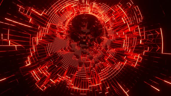 Red Digital Cyberspace, Data Network Tunnel Background