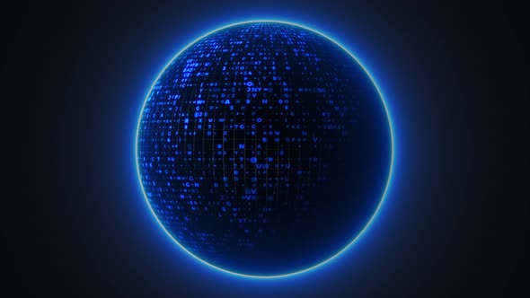 Abstract Blue Technology Crypto Sphere