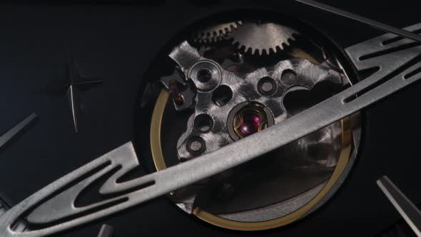 Arrow Passing By Gears in Planet Shape on Swiss Watch alt