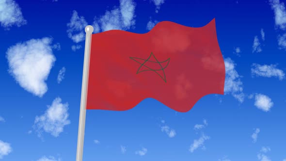 Flag Of Morocco Flaying National Flag In The Sky alt