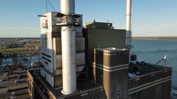 Wyandotte Power Plant converted to natural gas from coal, aerial close up view alt