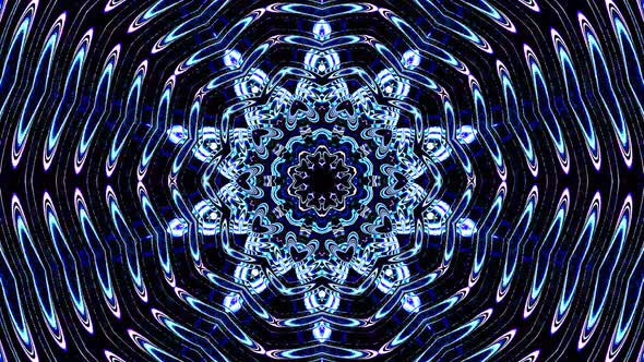 abstract blue swirling star circular line, black background alt