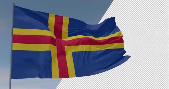 flag Aland Islands patriotism national freedom, seamless loop, alpha channel alt