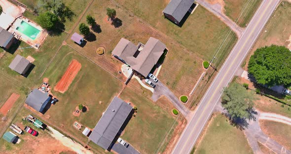 Panorama Top View Small American Town Urban Lifestyle District Landscape in Inman South Carolina USA alt