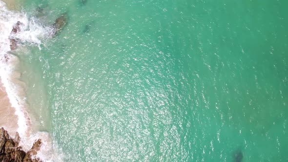 Beautiful sea summer landscape Waves sea water surface High quality video Bird's eye view alt