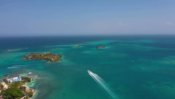 Carribean Landscape on Isla Grande Rosario Archipelago Colombia South America Aerial View