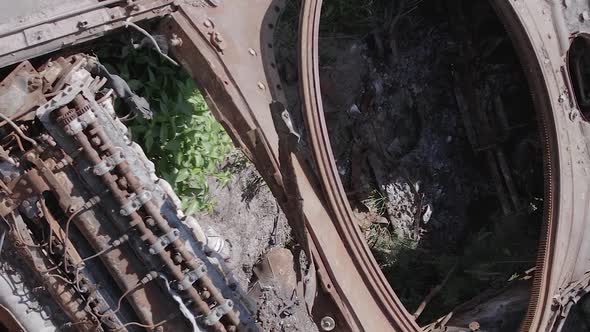 Vertical Video of a Destroyed Russian Military Equipment During the War in Ukraine alt