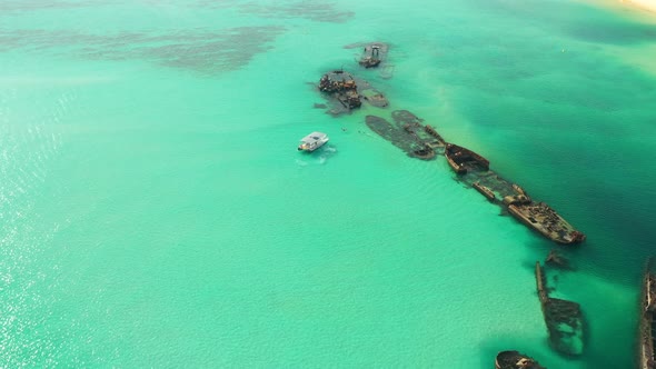 Stunning clear green water of Moreton Island. Shipwrecks and artificial reef, dive site, Queensland alt