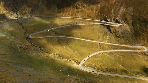 Aerial View of the Famous Transfagarash Highway Romania alt