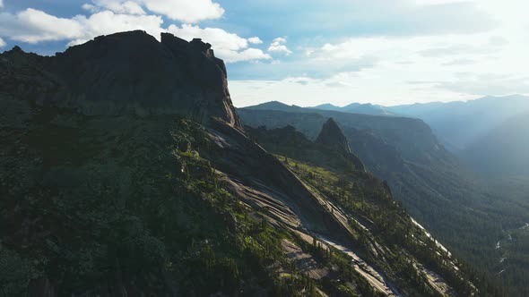 A Drone View of the Mountains of the Ergaki Natural Park Krasnoyarsk Territory alt