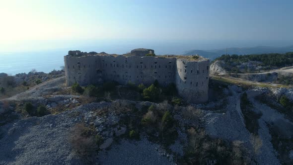 Aerial View of Kosmac Fortress Located on the Budva-Cetinje Road