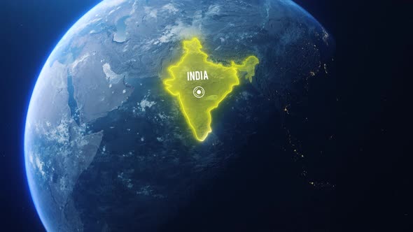 Earh Zoom In Space To India Country Alpha Output