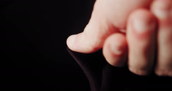 Human Finger Turns on Touch Screen Button and Activates Futuristic Artificial Intelligence alt