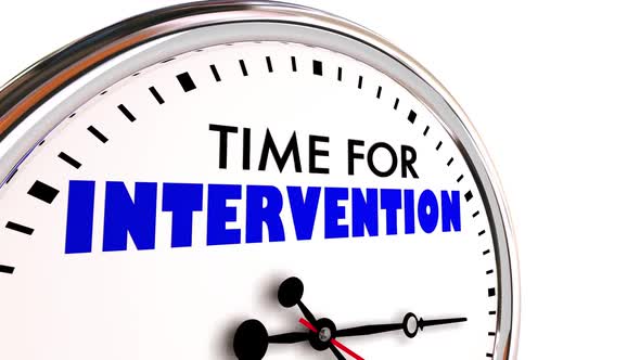 Time For Intervention Action Needed Now Intervene Clock 3d Animation alt