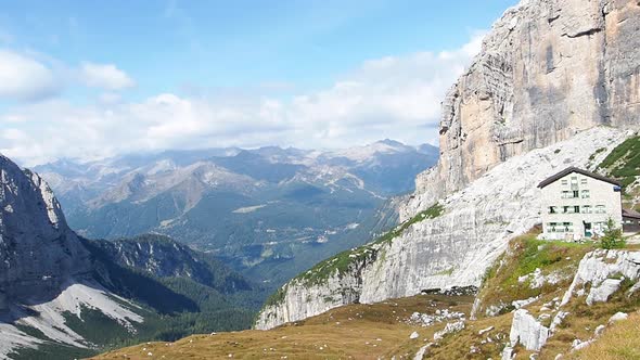 View of the mountain peaks Brenta Dolomites. Trentino, Italy