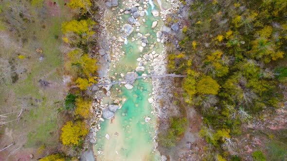 steep green mountains, deep forest and mountain road, beautiful valley and river alt