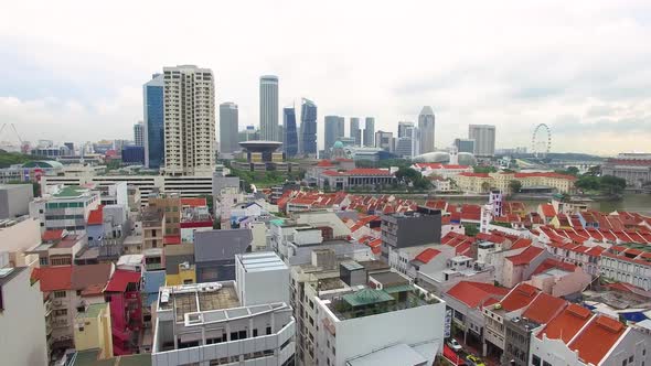 Aerial view of Boat Quay. Singapore