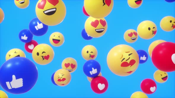 Face Book Flying Emoji Reactions Loop