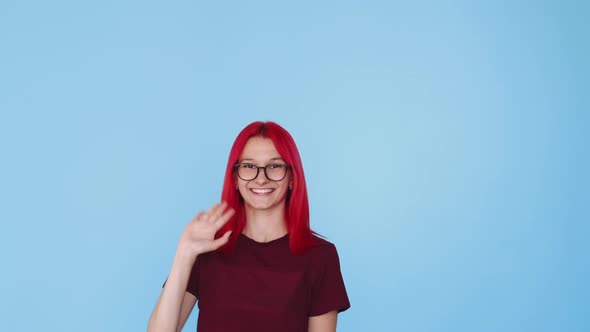 Waving Greeting Hi Gesture Happy Girl Salute Hand alt