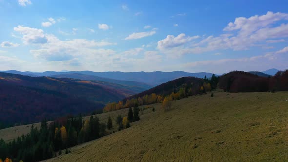Aerial Drone Video Flying Over Carpathians Mountains, Ukraine, Europe alt