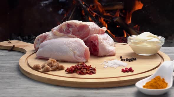 Ingredients for Preparation of Grilled Chicken Legs with Mayonnaise and Peppers alt
