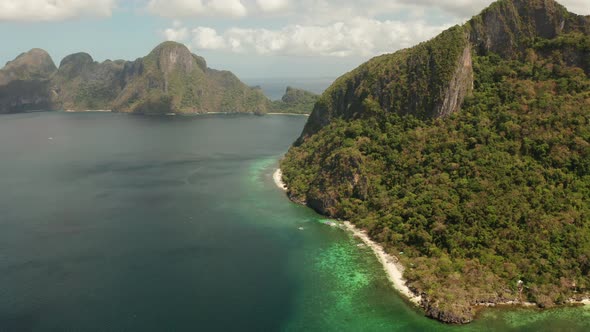 Tropical Seawater Lagoon and Beach, Philippines, El Nido. alt