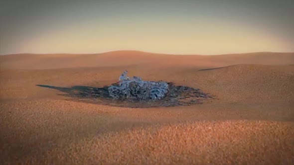 Water Splashes From The Surface Of The Sand In The Desert